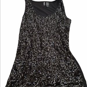 Black Sequin Sparkle Tank Top Shirt by Bisou Bisou size Large